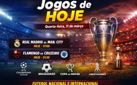 Jogos de hoje (11): Real Madrid x Manchester City e Flamengo x Cruzeiro; veja horários