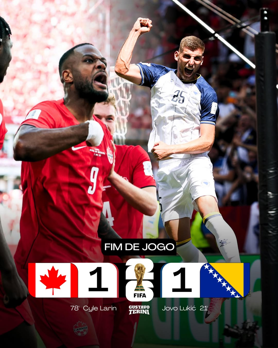 Copa do Mundo 2026: Canadá conquista ponto inédito após buscar empate histórico contra Bósnia