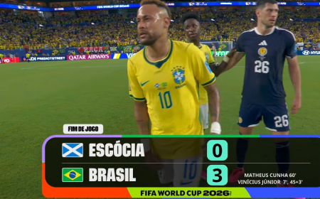Copa do Mundo 2026: Seleção goleia Escócia, garante liderança e celebra retorno de Neymar