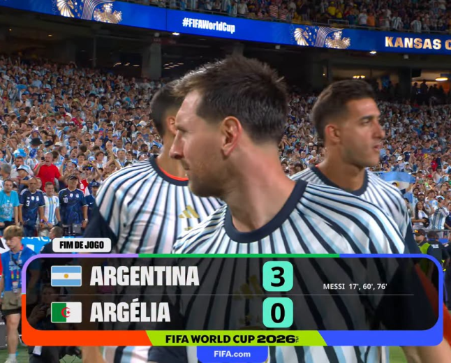 Copa do Mundo 2026: Argentina goleia Argélia com show e prêmio para Messi