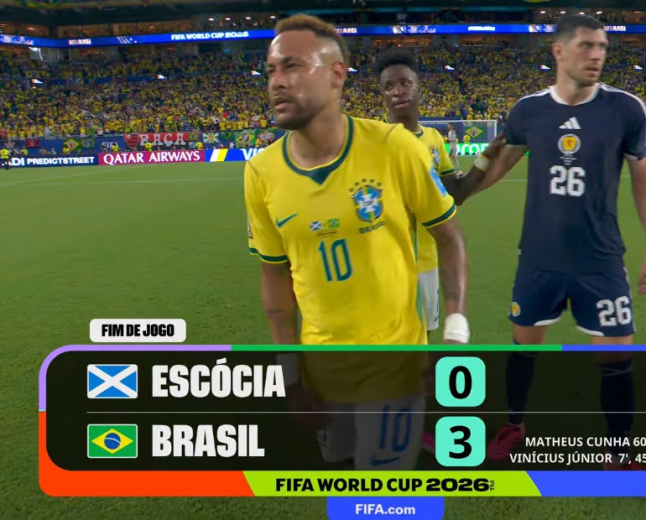 Copa do Mundo 2026: Seleção goleia Escócia, garante liderança e celebra retorno de Neymar