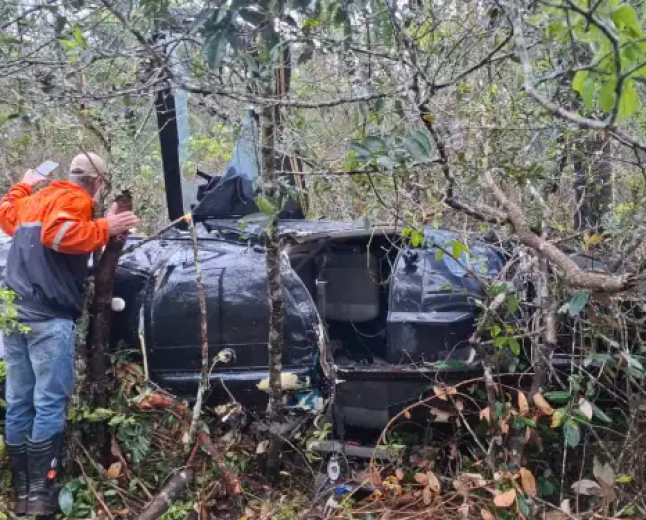 Helicóptero cai e passageiro aciona socorro em mata em SP 