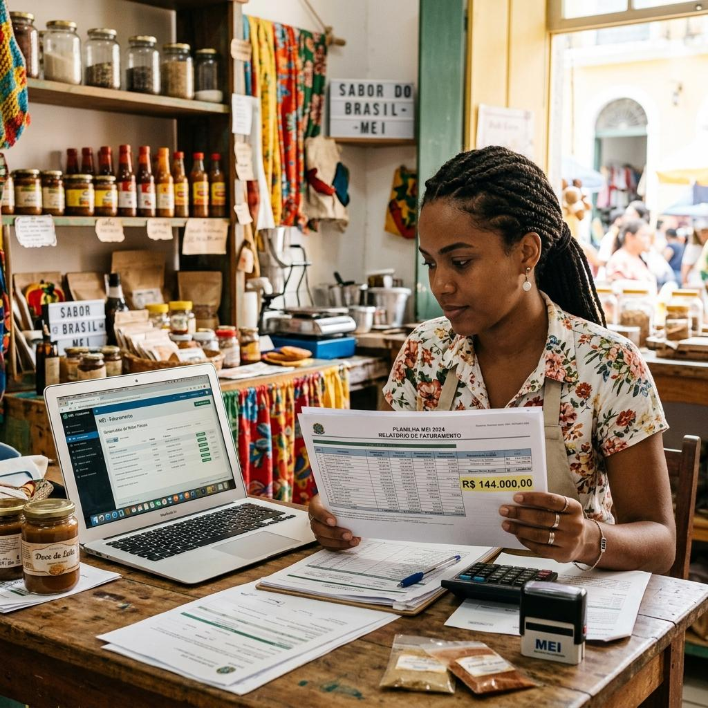 Empreendedor confere receitas e documentos para preencher a declaração anual do MEI.