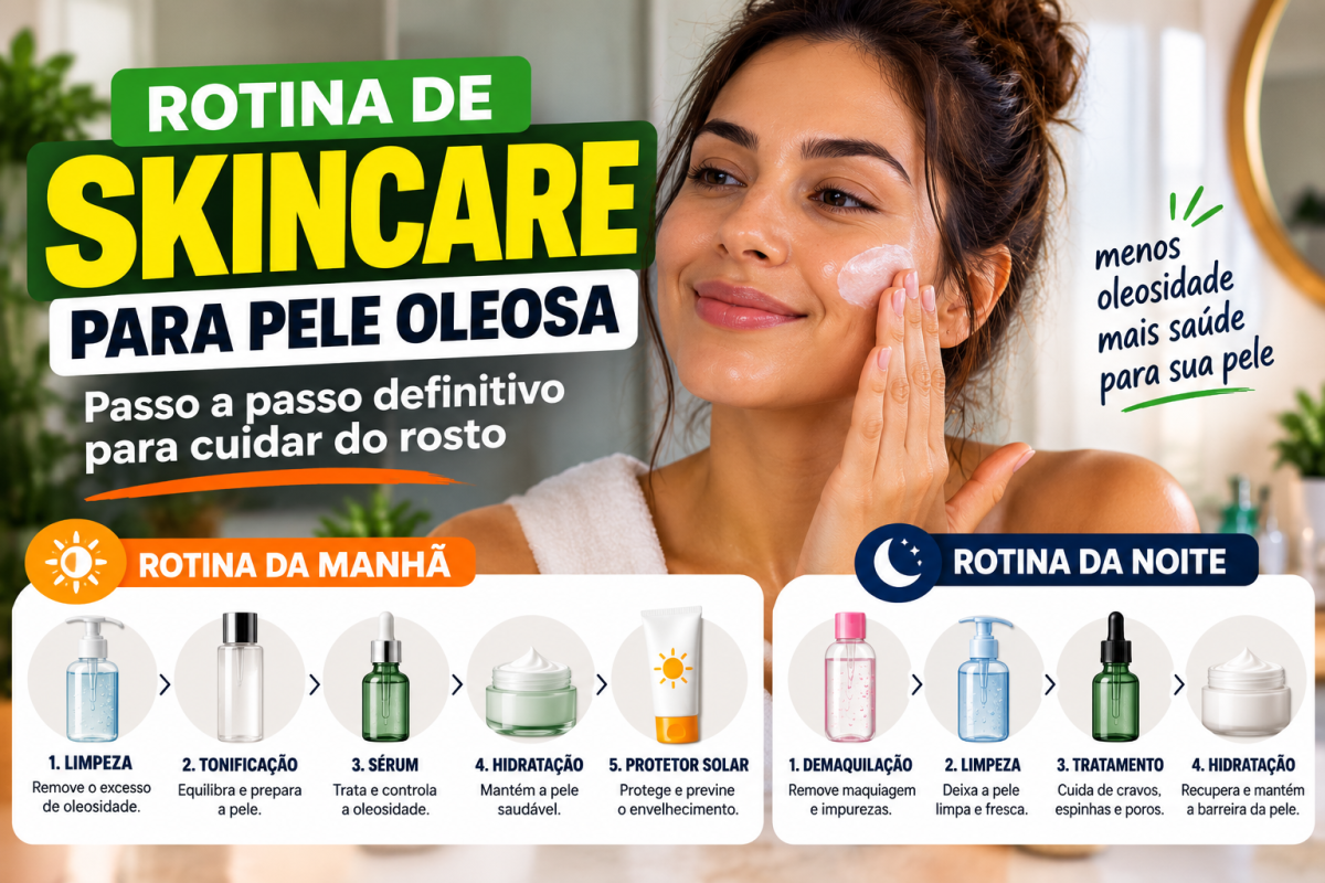 Rotina de skincare para pele oleosa: guia diário completo